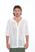White Knit Oversized Shirt