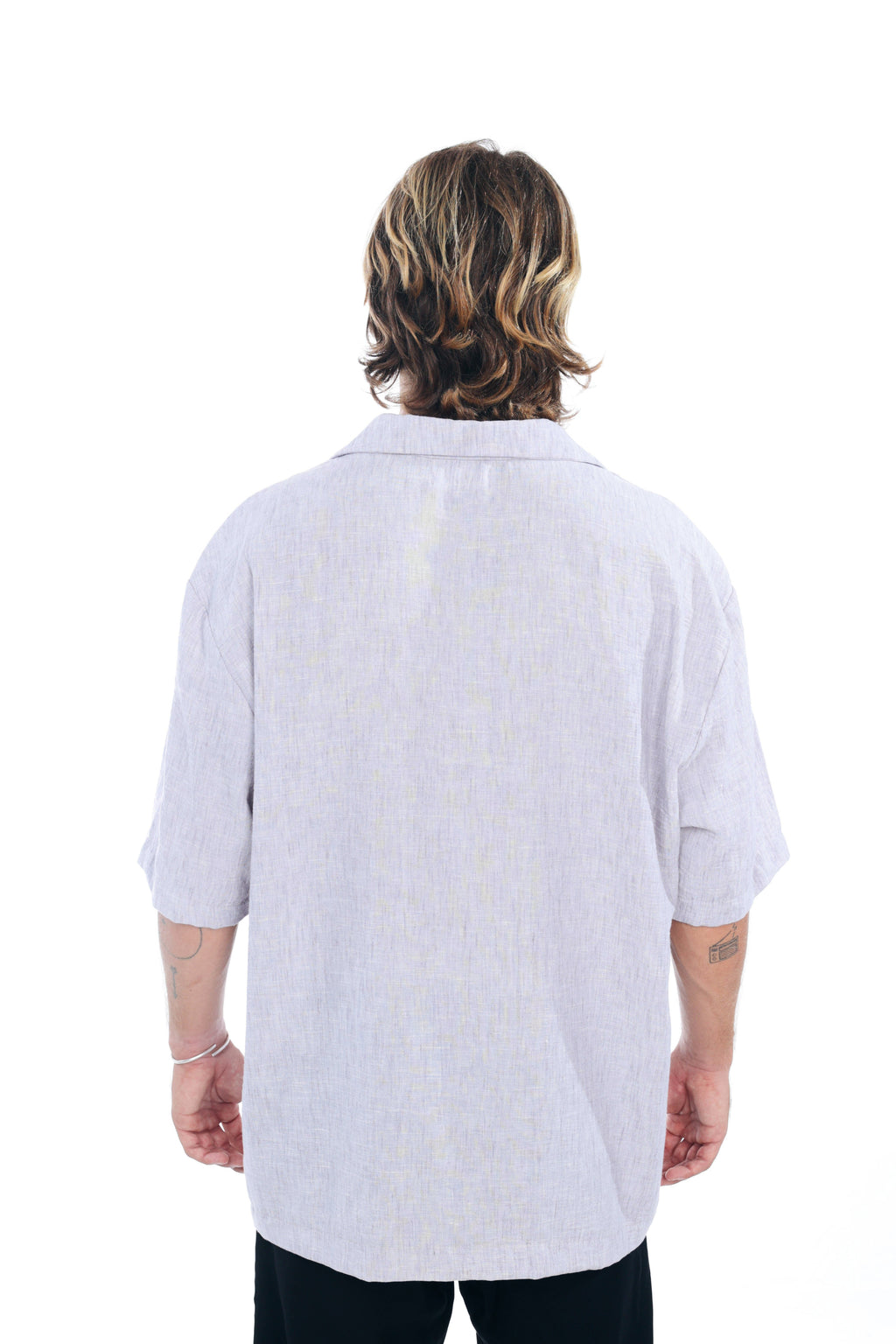 Grey Linen Oversized Shirt