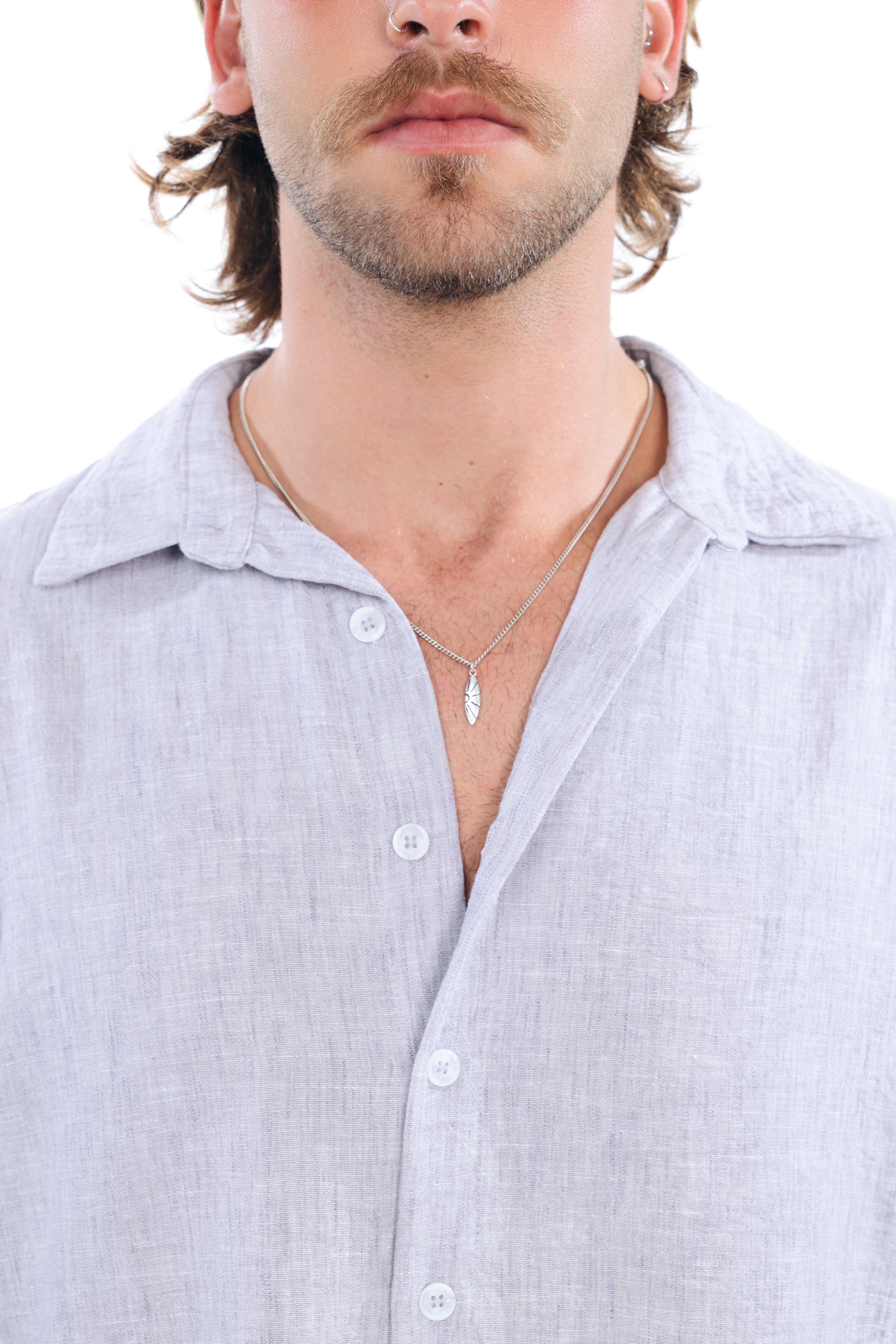Grey Linen Oversized Shirt