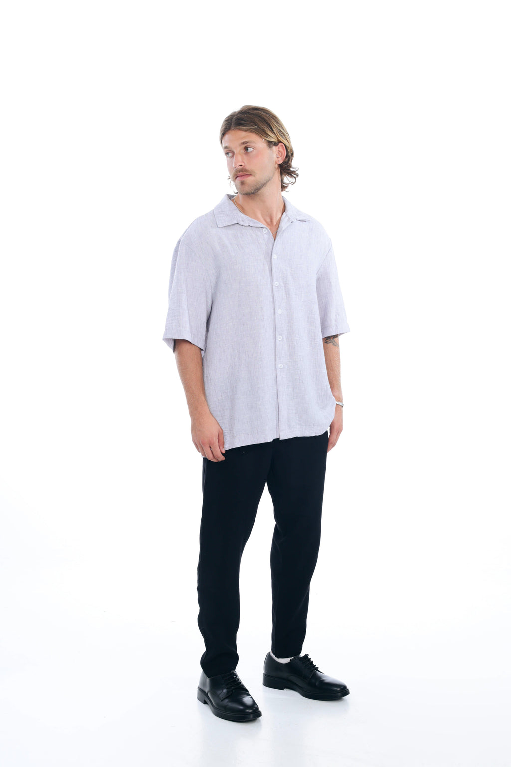 Grey Linen Oversized Shirt