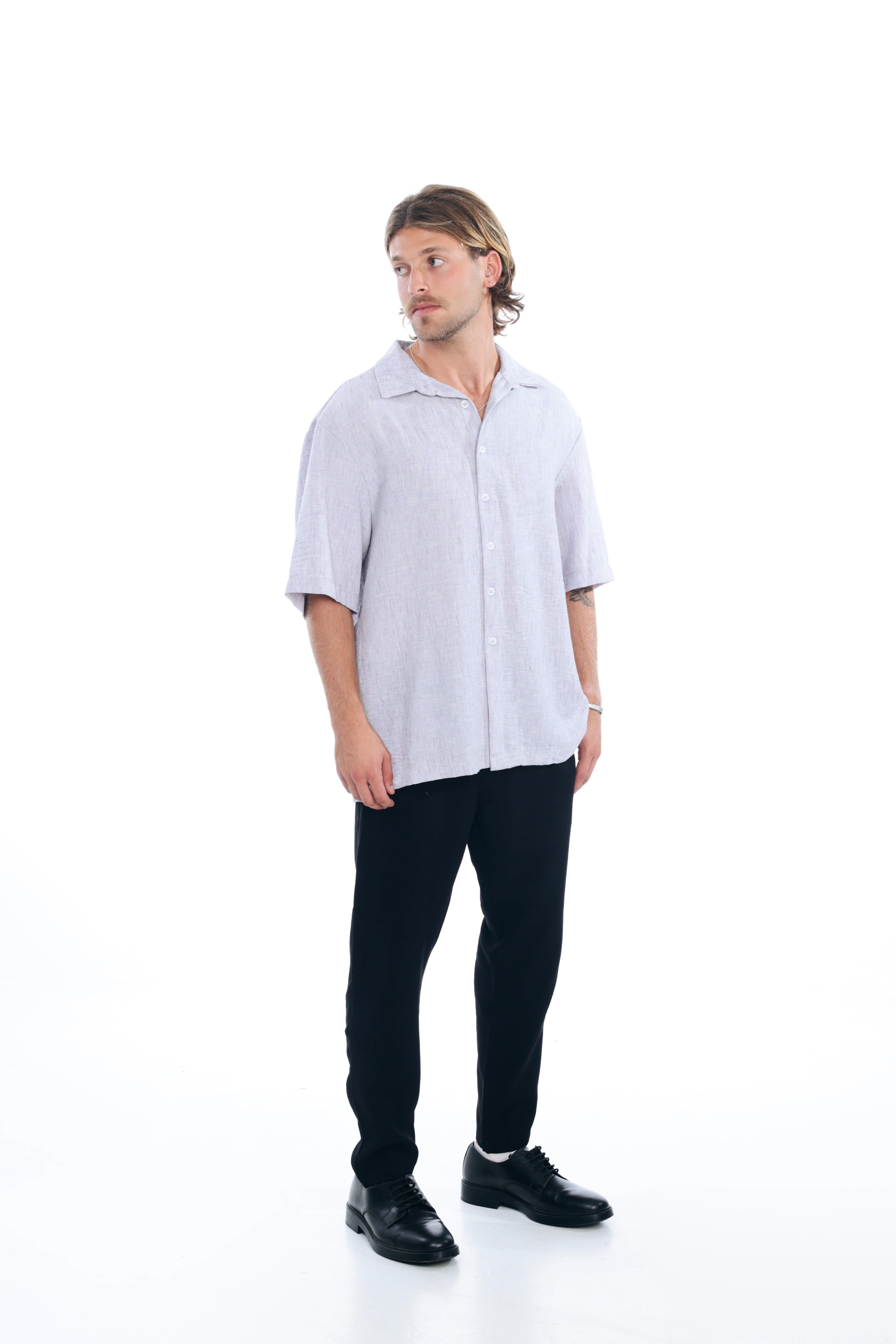 Grey Linen Oversized Shirt