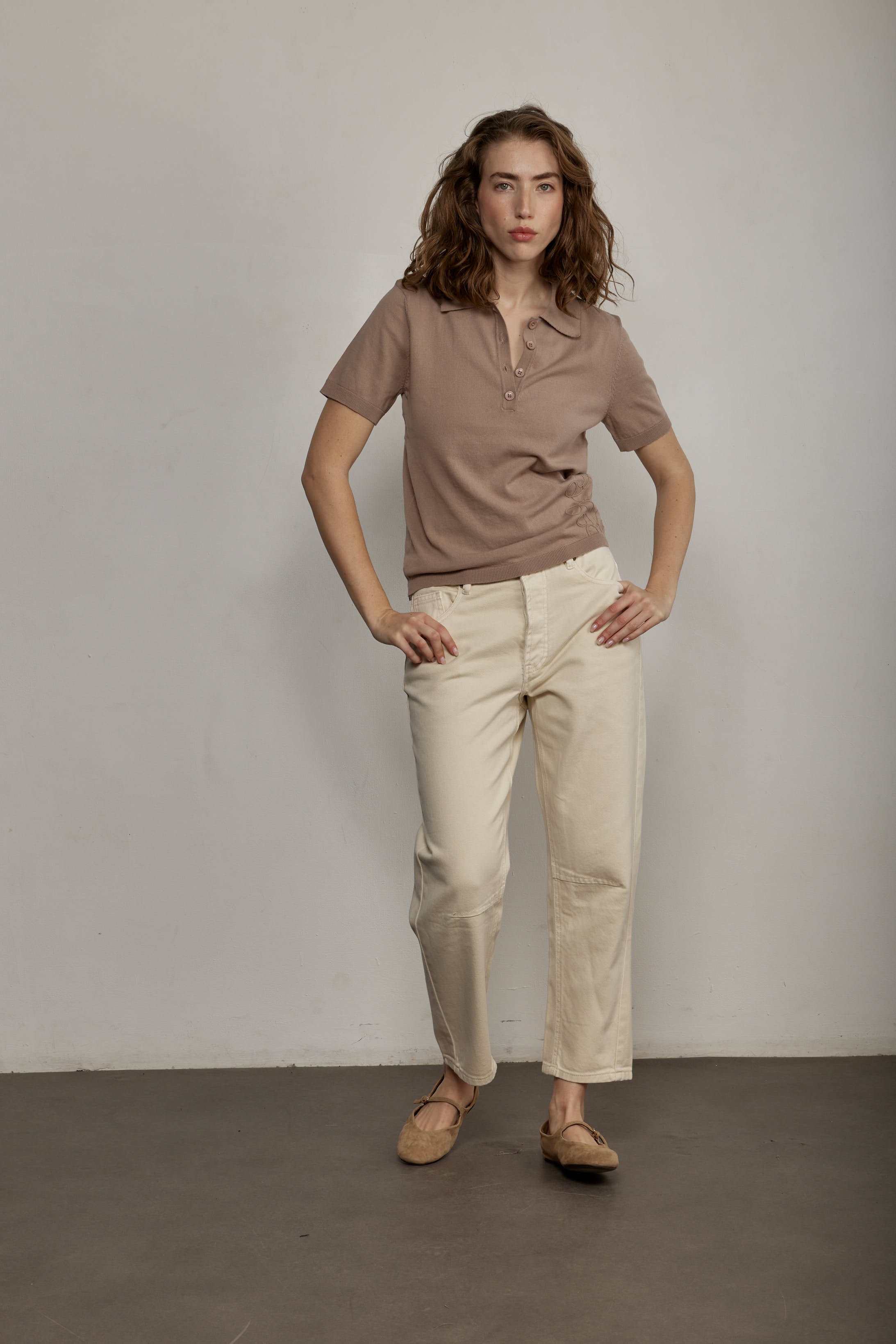 Polynesia Polo Top Blush detail