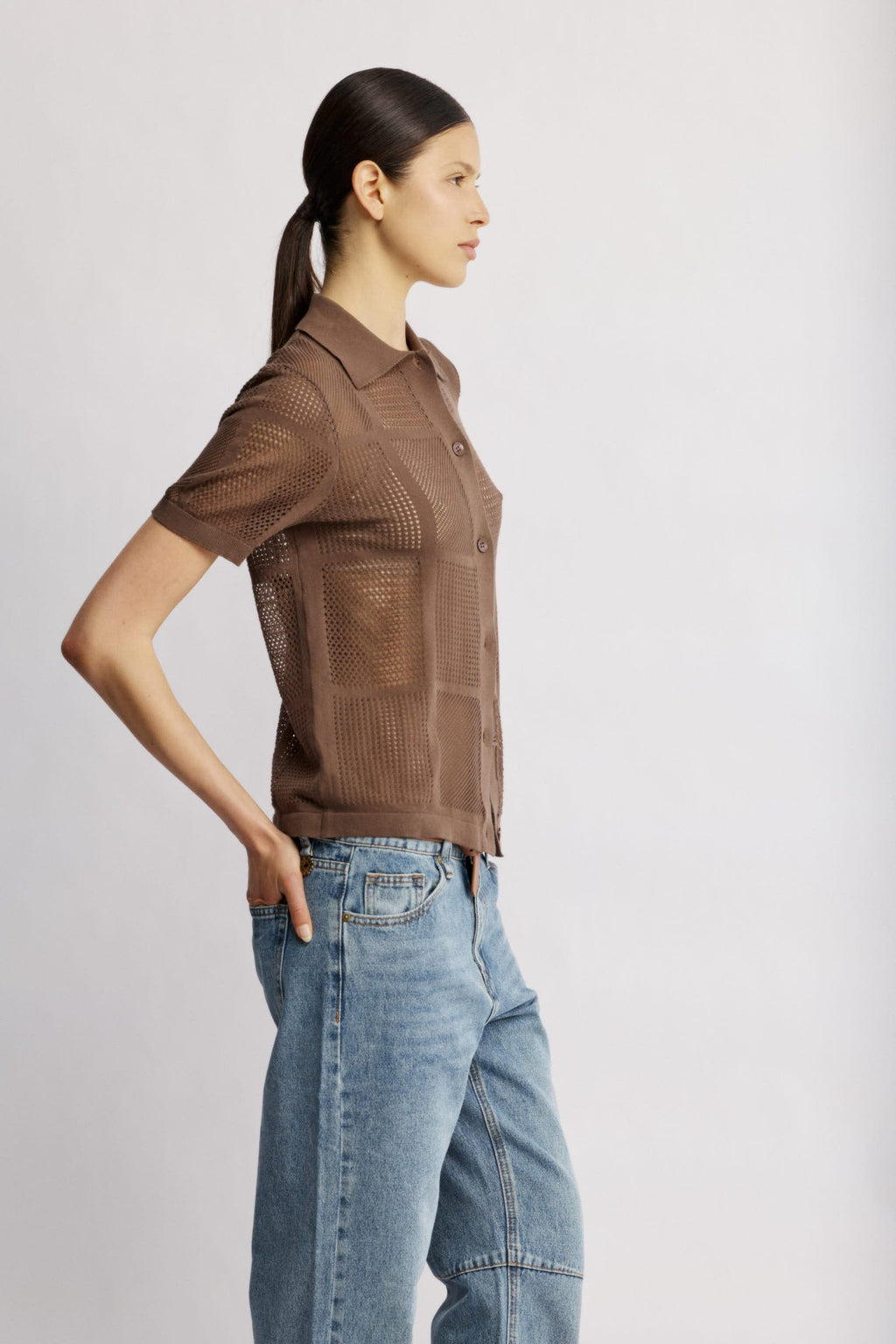 Maui Knit Top Brown detail