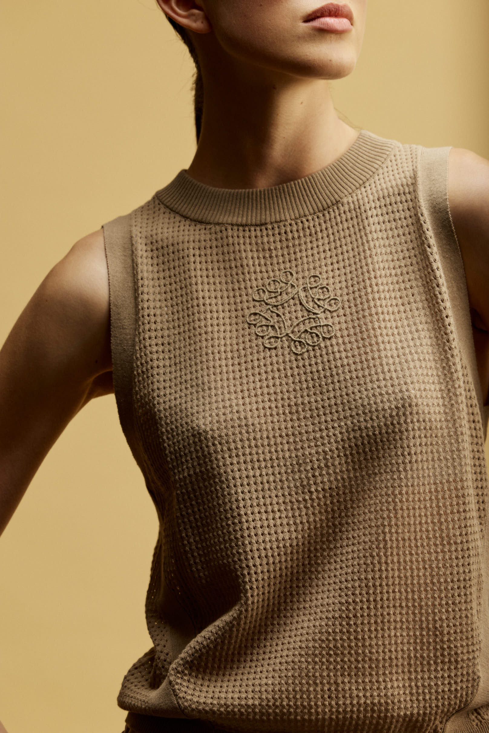 Bora Bora Knit Top Coffee detail