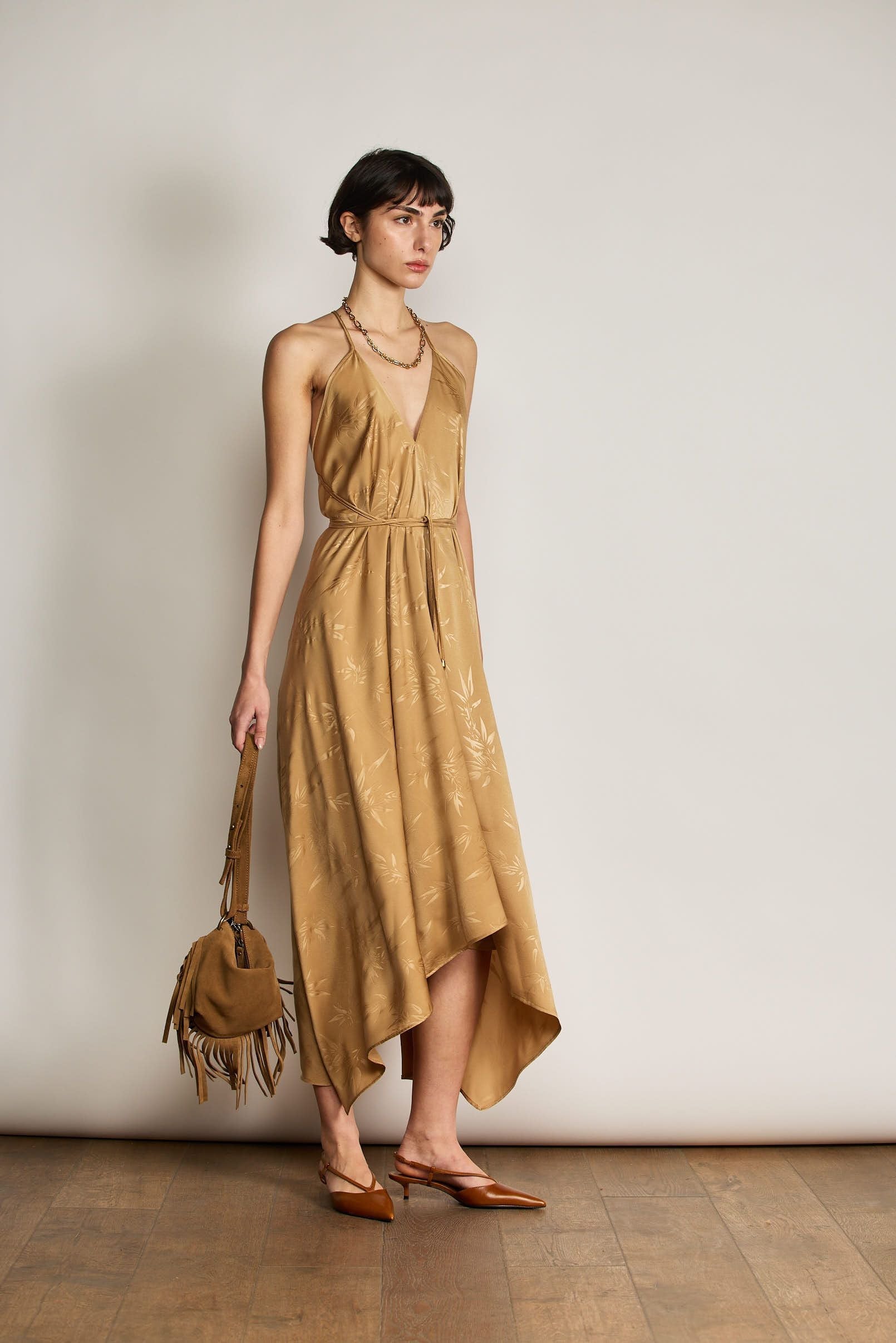 Fringe Bag Camel Suede