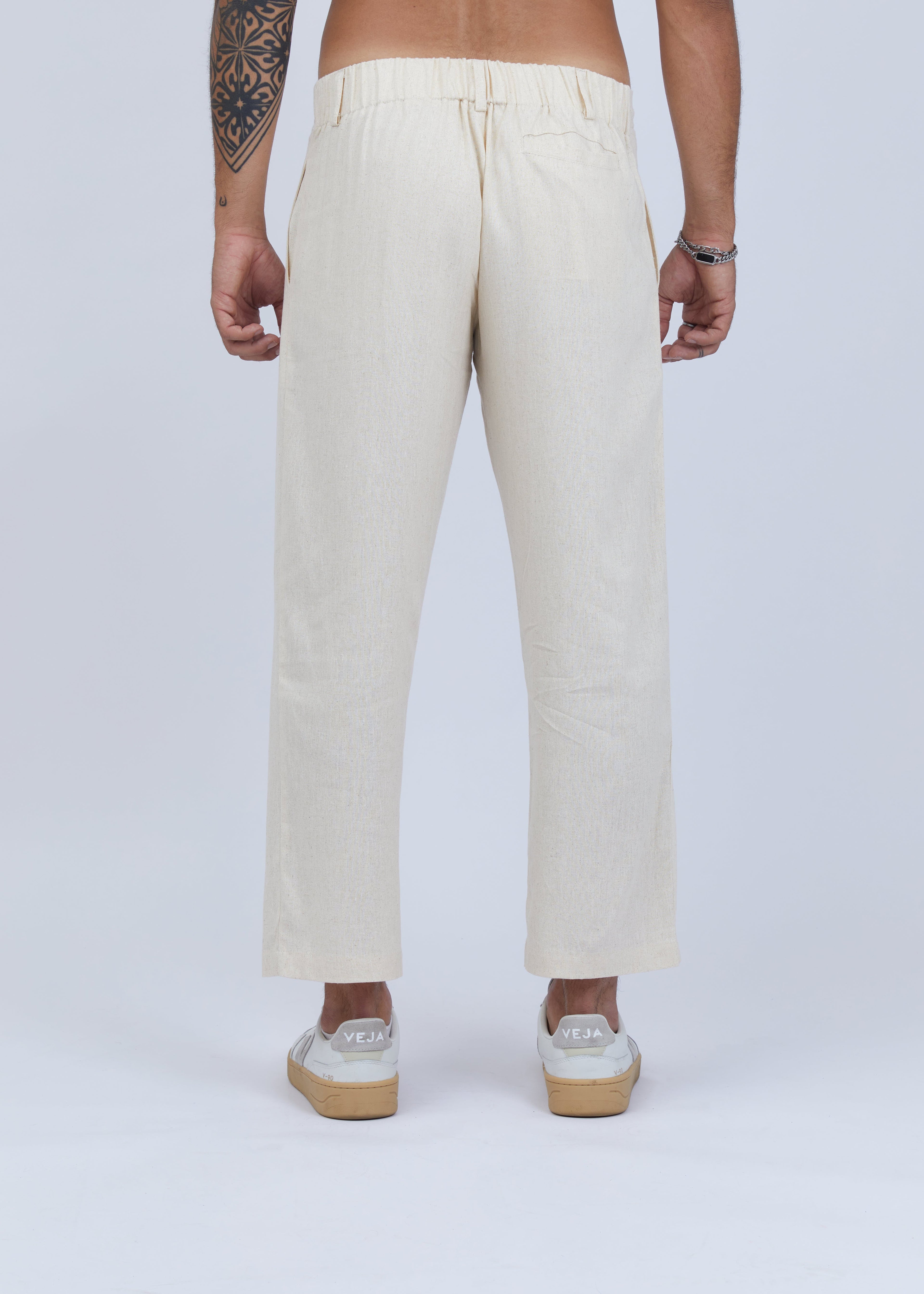 Cream Straight Fit Linen