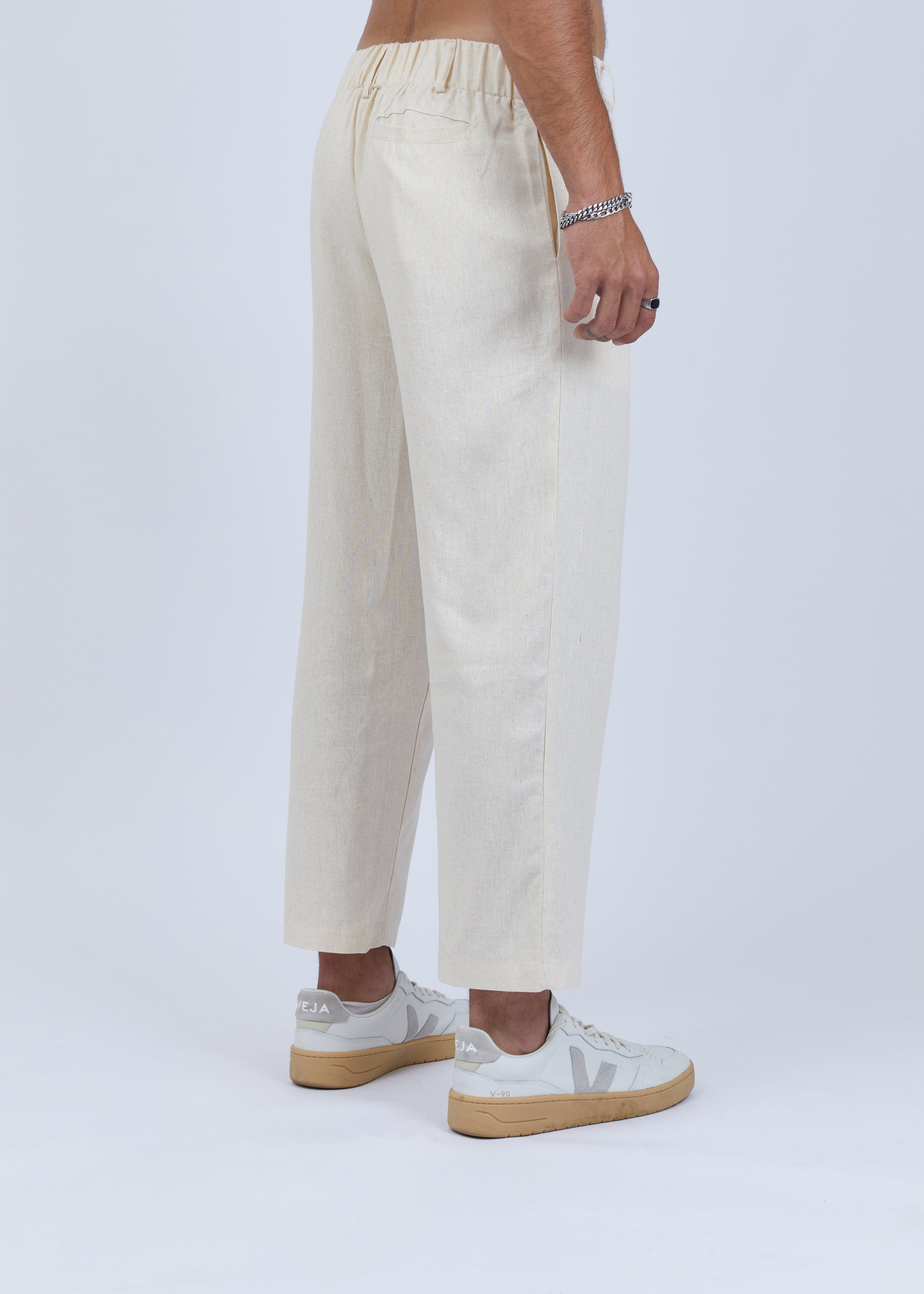 Cream Straight Fit Linen