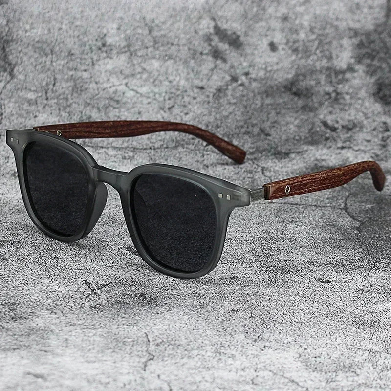 Sunglasses for Men Women Trendy Retro Wood Grain Polarized UV Protection Eyewear Cycling Outdoor Street Photography Sunglasses