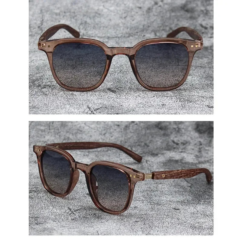 Sunglasses for Men Women Trendy Retro Wood Grain Polarized UV Protection Eyewear Cycling Outdoor Street Photography Sunglasses