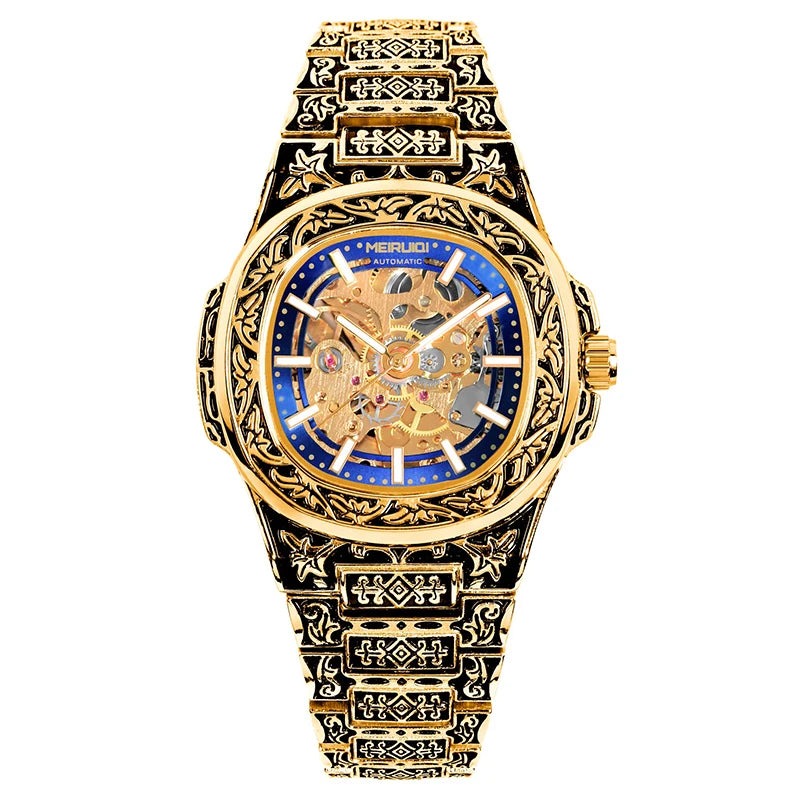 A men's mechanical watch without digital display scale, gear dial, fashionable and casual gift giving items