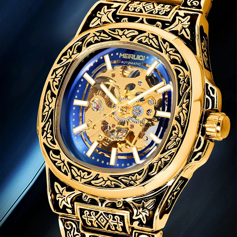 A men's mechanical watch without digital display scale, gear dial, fashionable and casual gift giving items