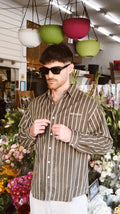 Olive Stripe Oversize Shirt
