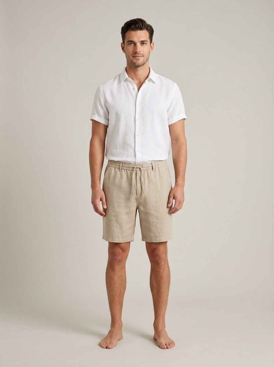 Beige Linen Shorts