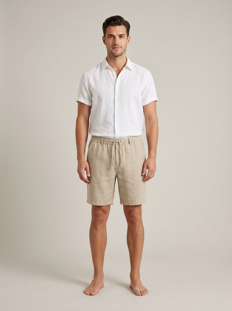 Beige Linen Shorts