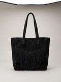 Black Suede Fringe Tote