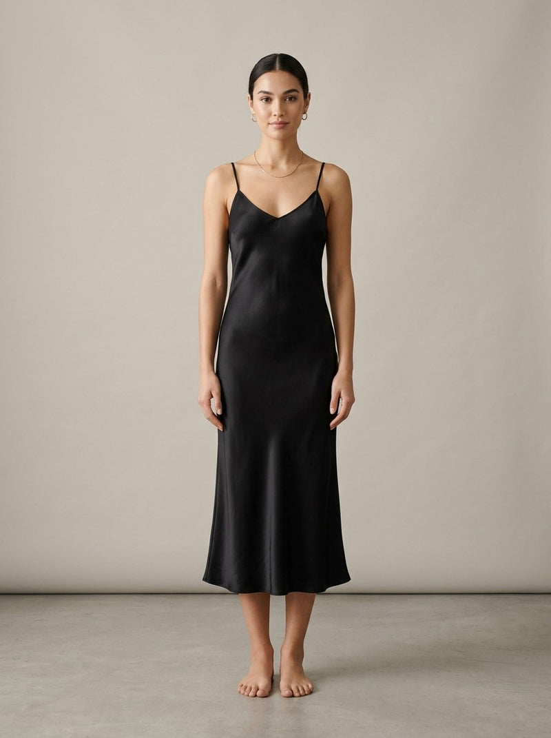Black Slip Midi Dress