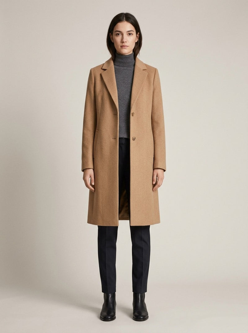 Camel Longline Wool Coat