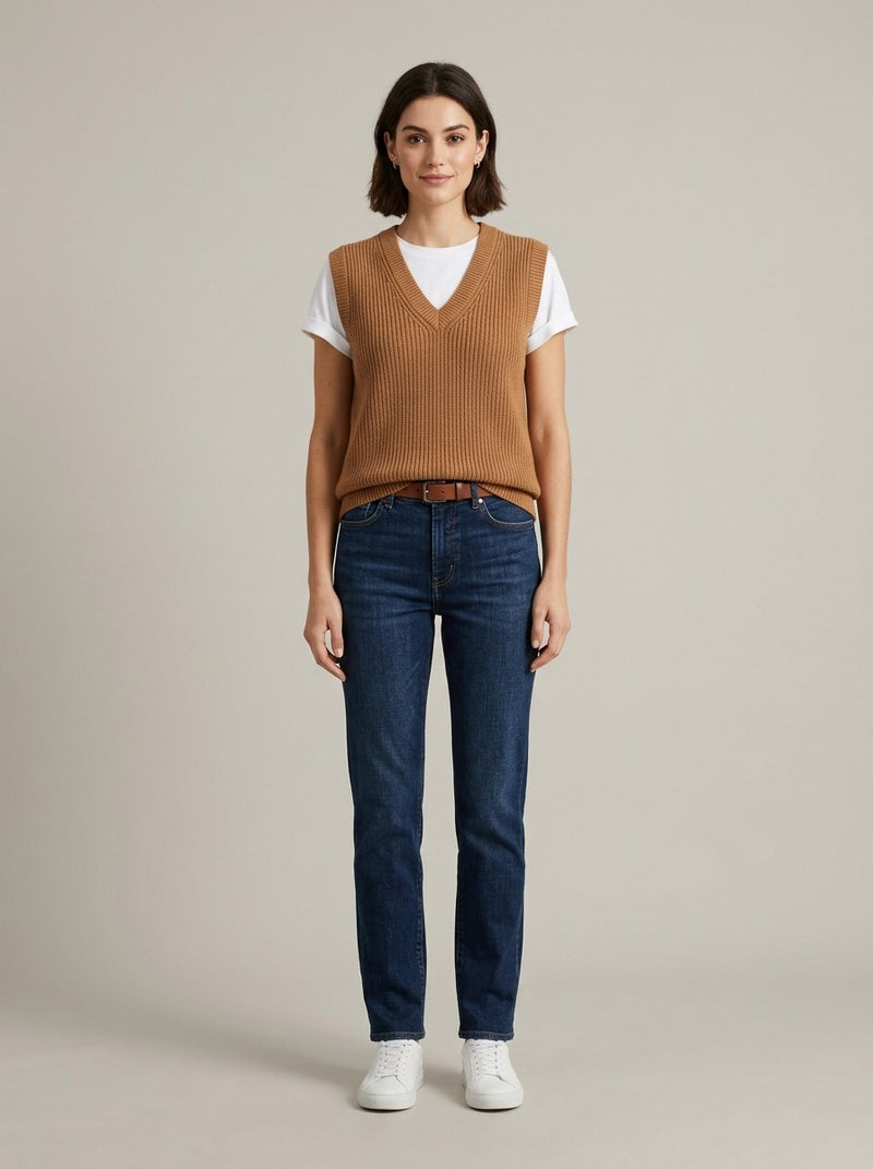 Caramel V-Neck Knit Vest