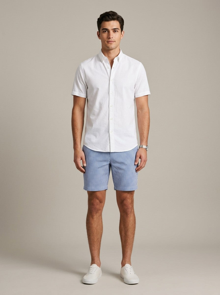 Checked Seersucker Shorts