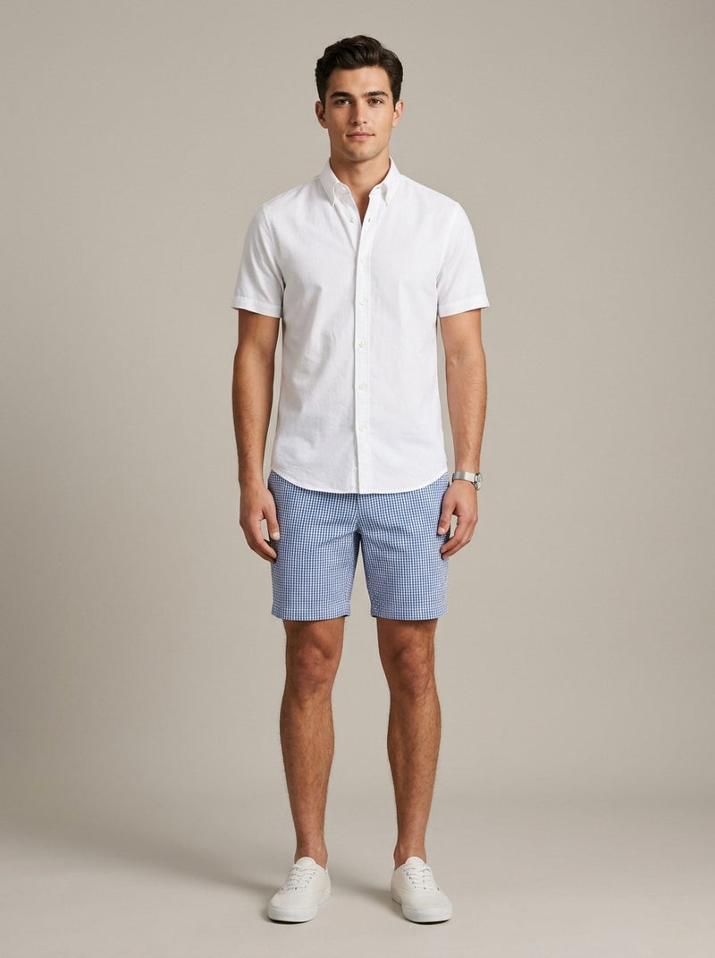 Checked Seersucker Shorts