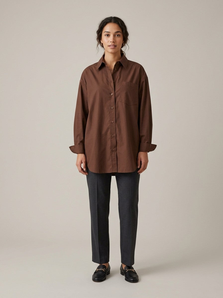 Chocolate Oversized Poplin Shirt