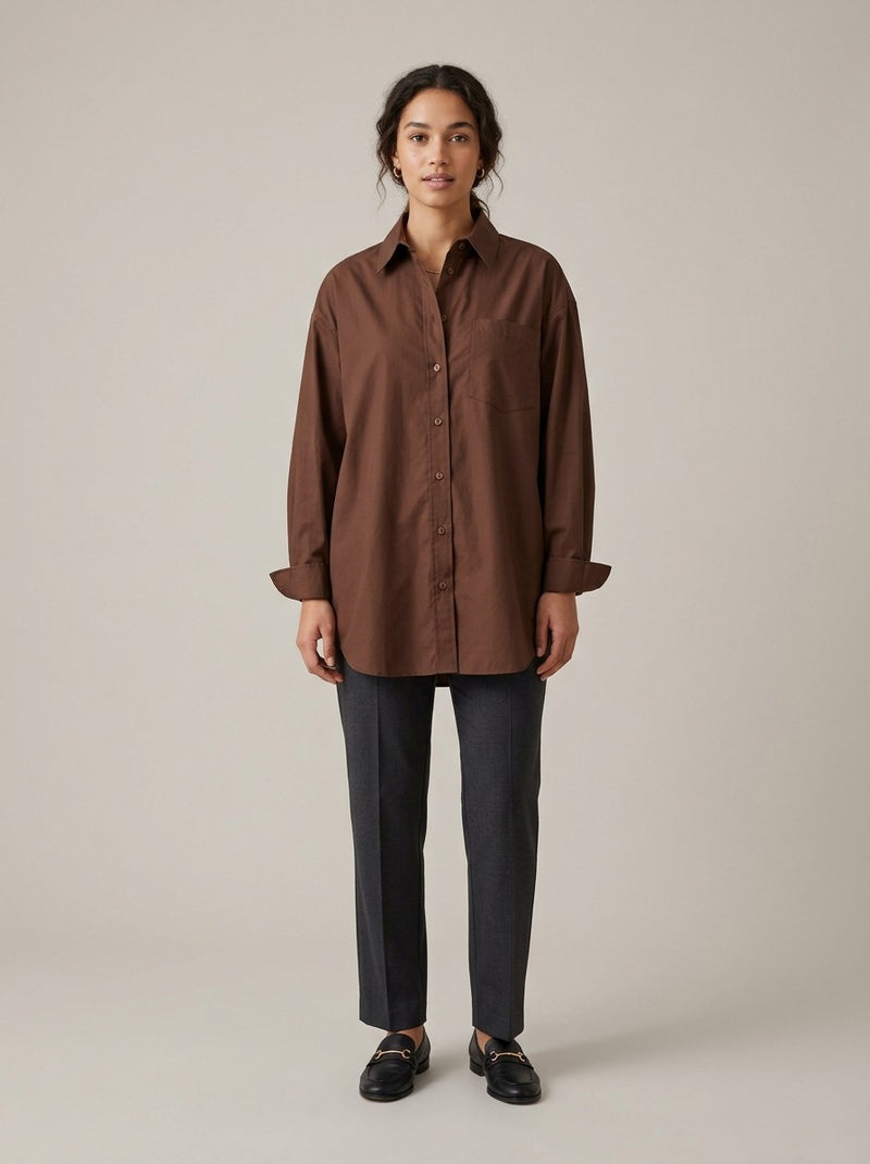 Chocolate Oversized Poplin Shirt
