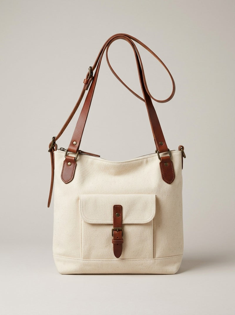 Cream Canvas Shoulder Bag
