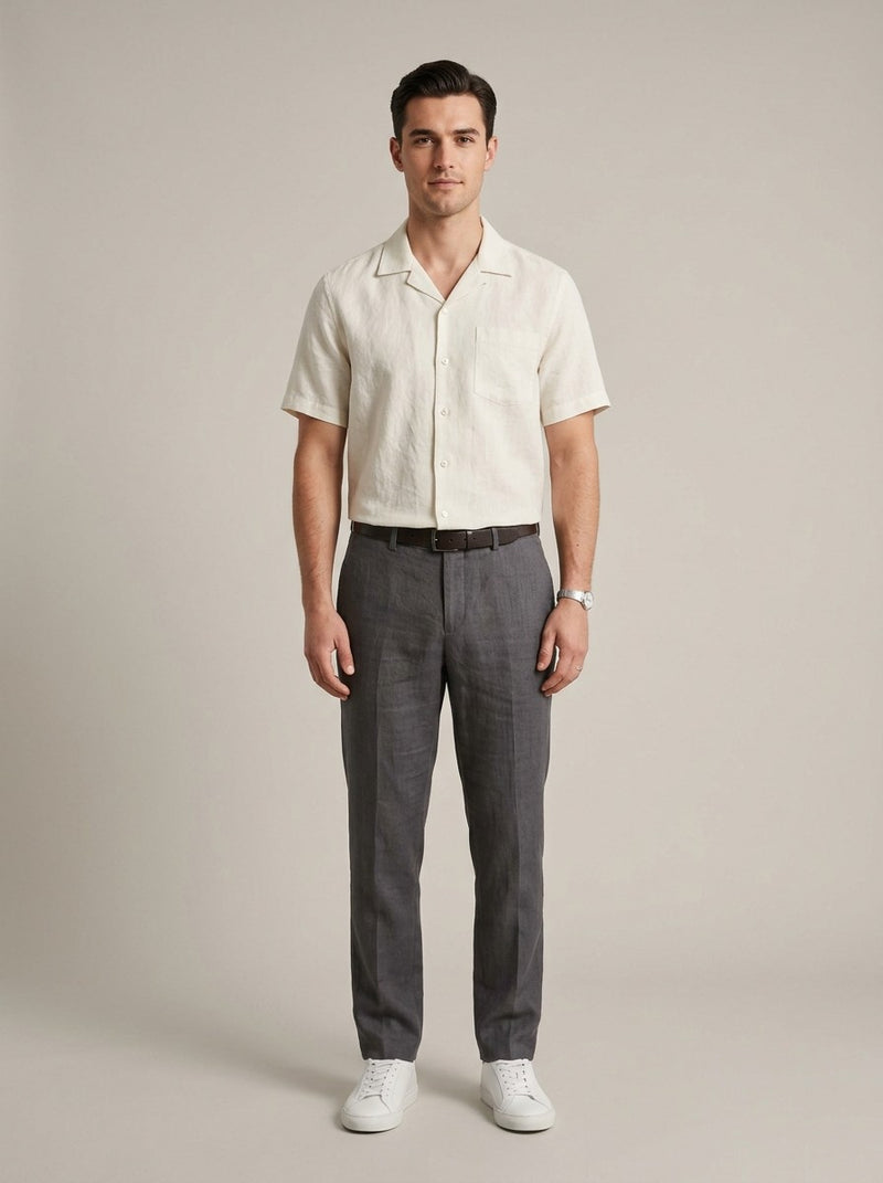 Ecru Linen Camp Shirt