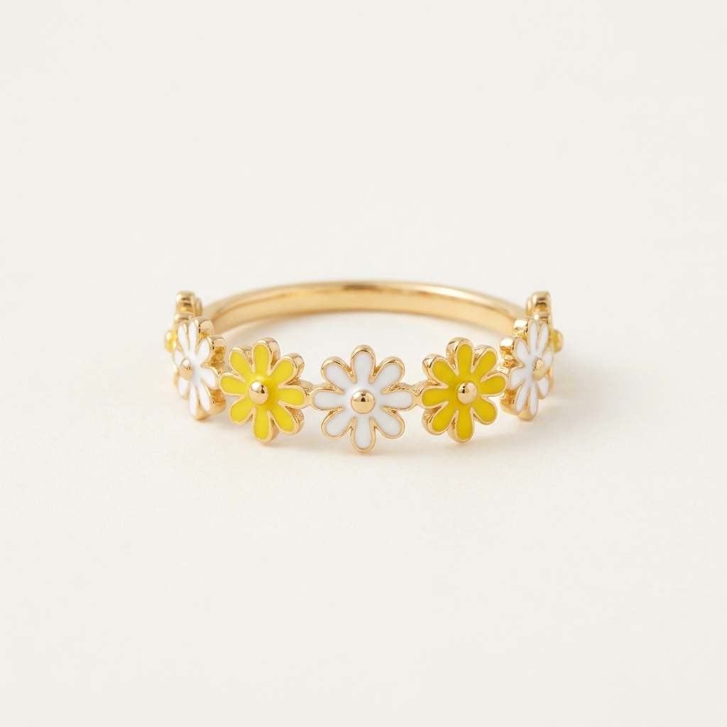 Enamel Daisy Stacking Ring