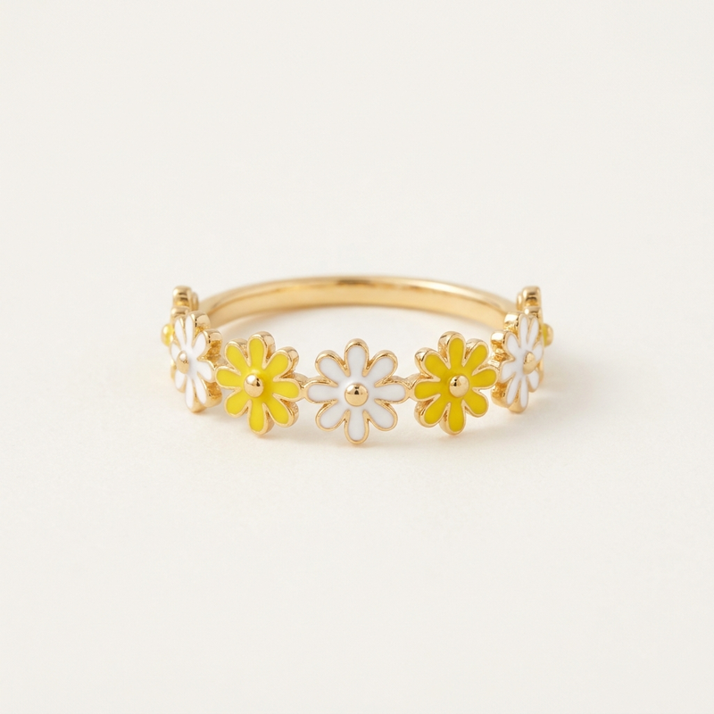 Enamel Daisy Stacking Ring