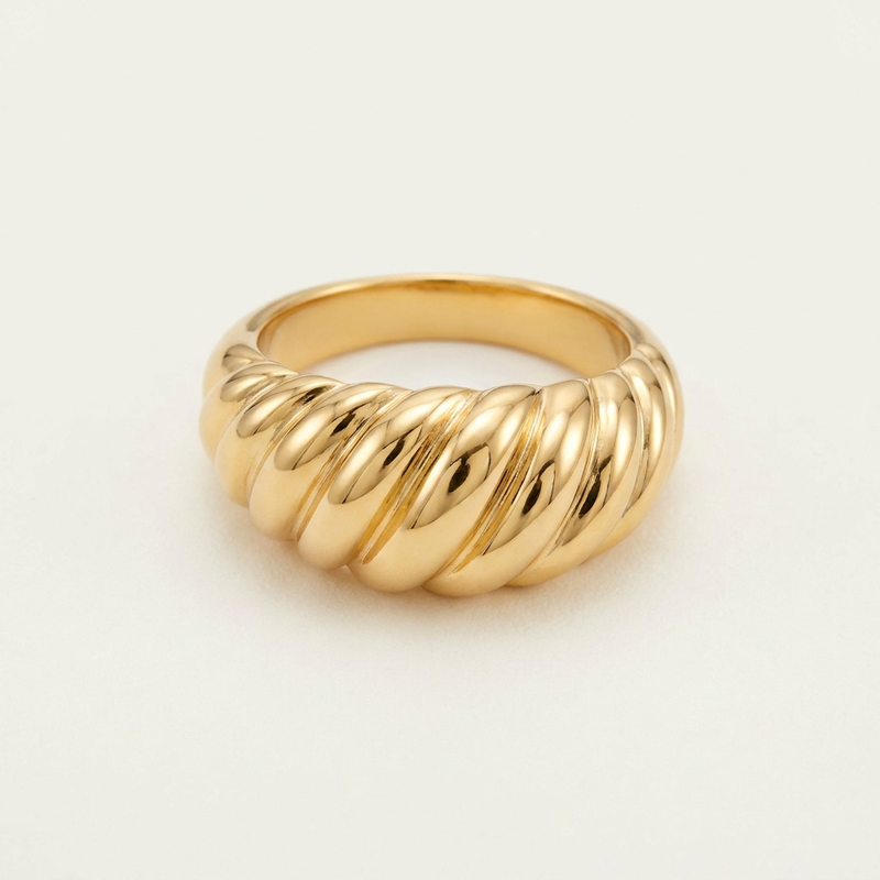 Chunky Gold Croissant Dome Ring