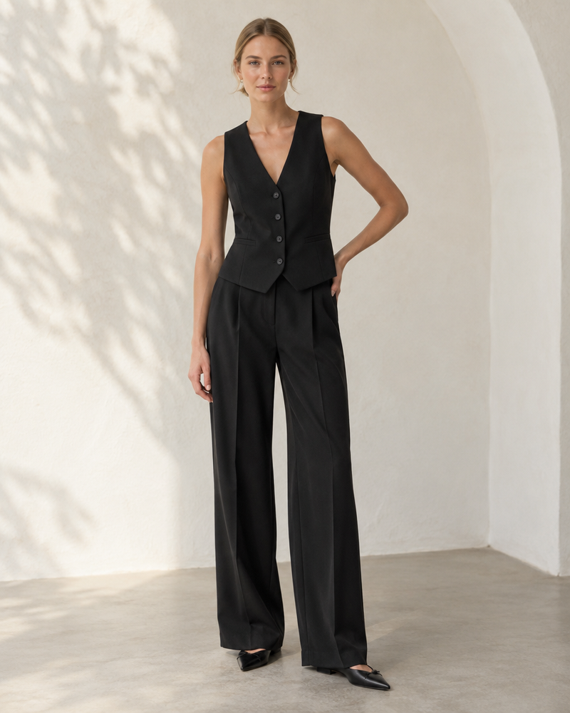 Black Tailored Waistcoat