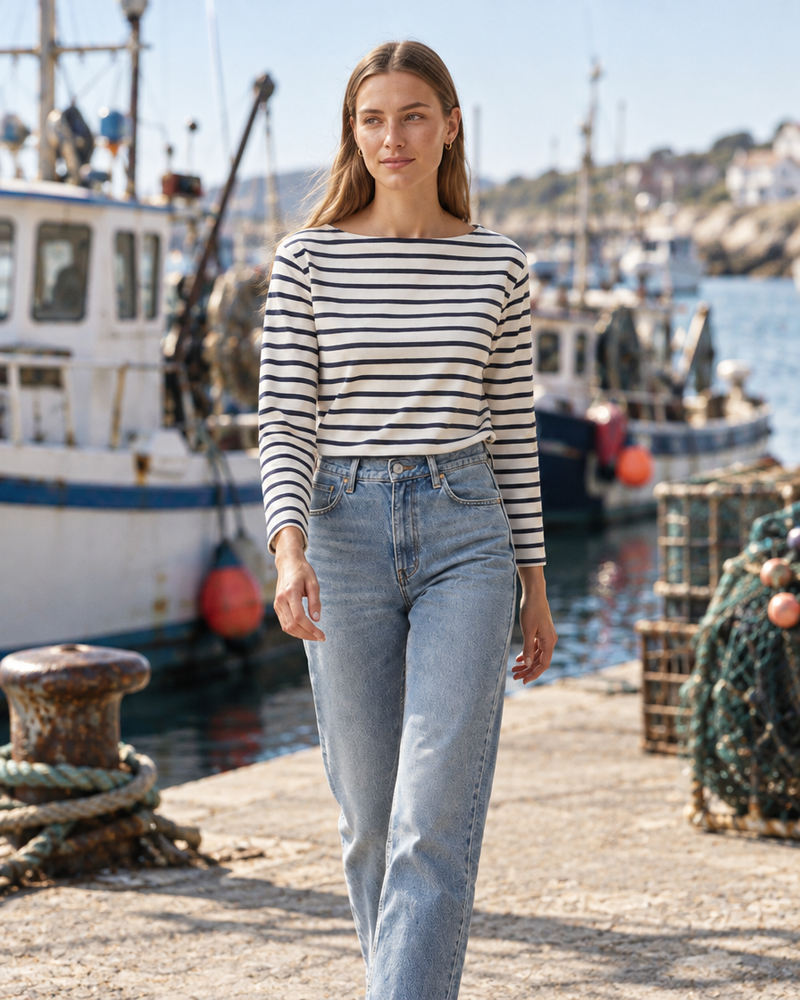 Navy Breton Stripe Top
