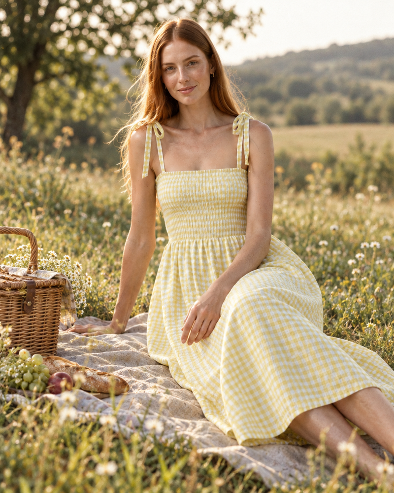Lemon Gingham Sundress