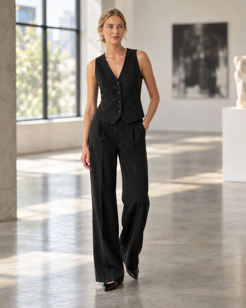 Black Tailored Waistcoat