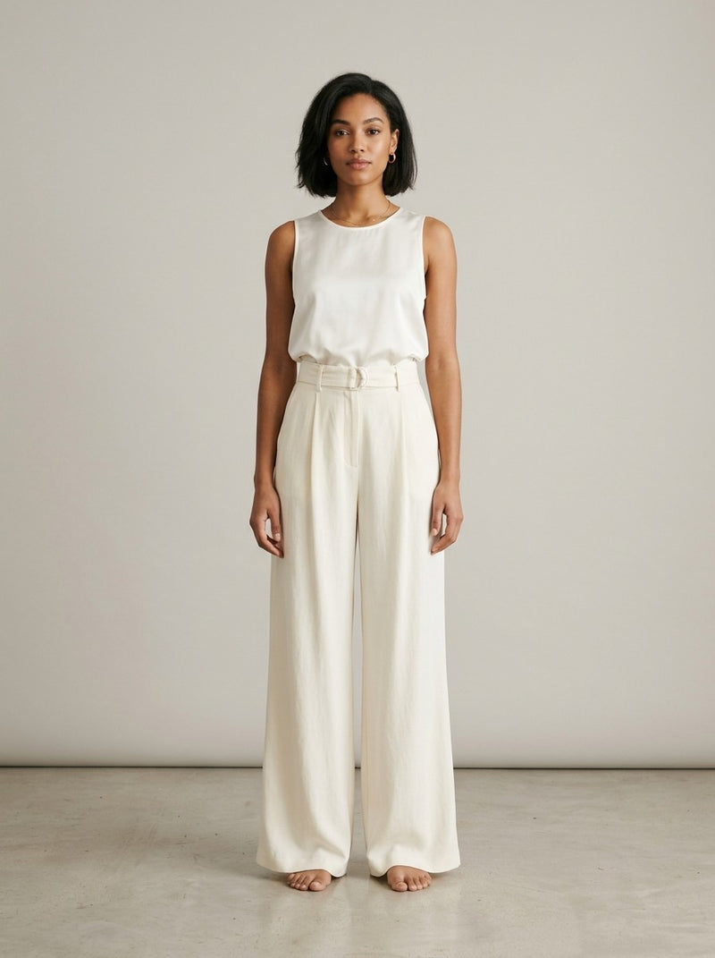 Ivory Wide-Leg Trousers