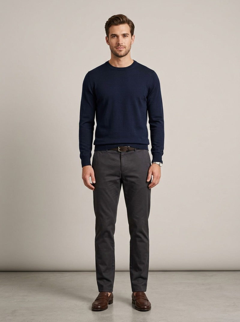 Navy Merino Crew Sweater