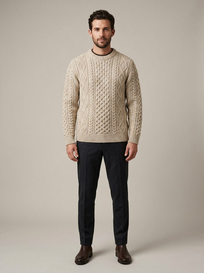 Oat Fisherman Knit Sweater