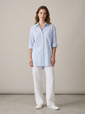 Powder Blue Striped Boyfriend Shirt