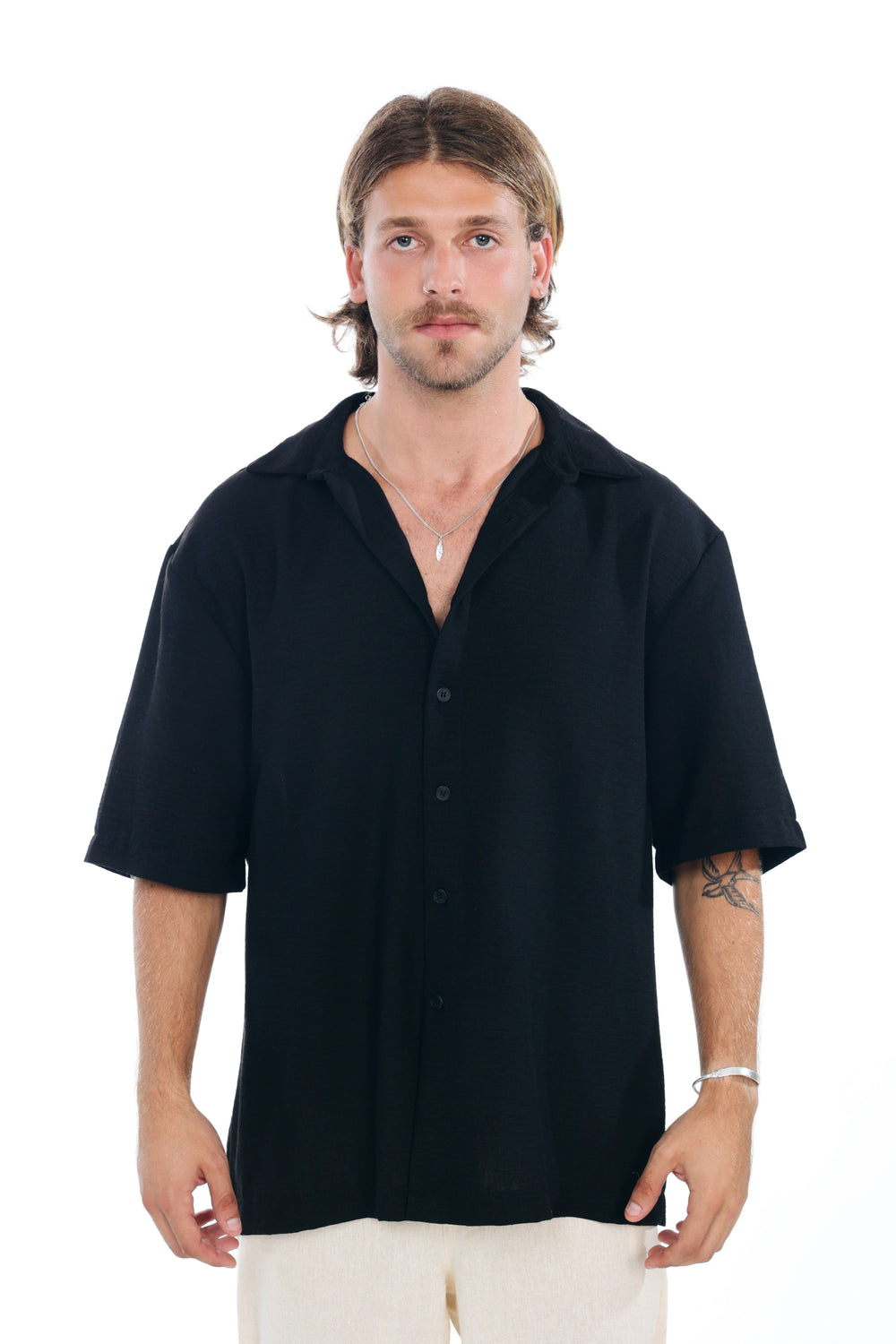 Our.Mantra Black Linen Oversized Shirt