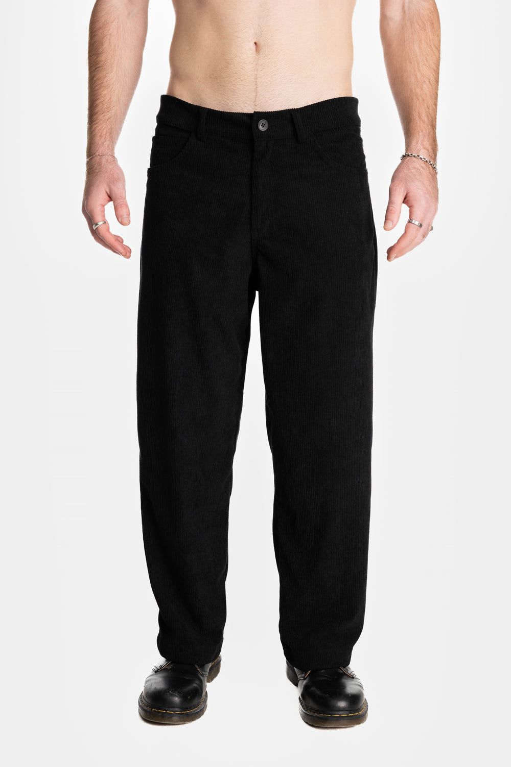 Our.Mantra Black Wide Leg Corduroy Pants