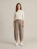 Taupe Barrel-Leg Pants