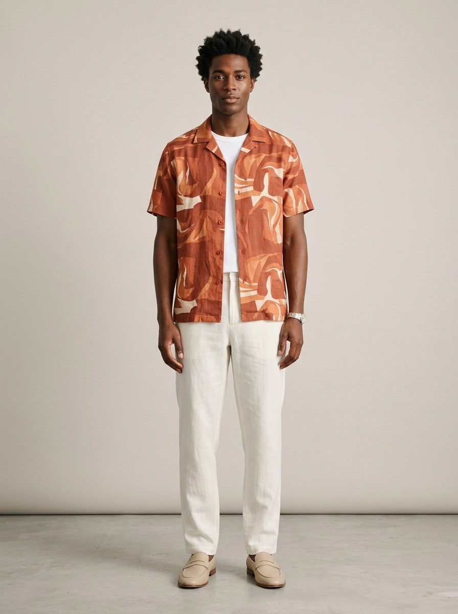 Terracotta Print Resort Shirt