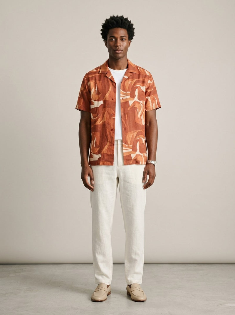 Terracotta Print Resort Shirt