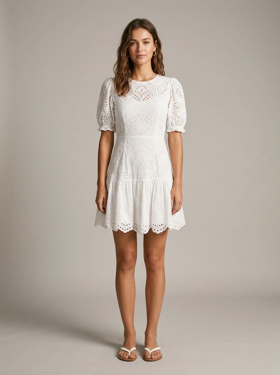 White Broderie Mini Dress