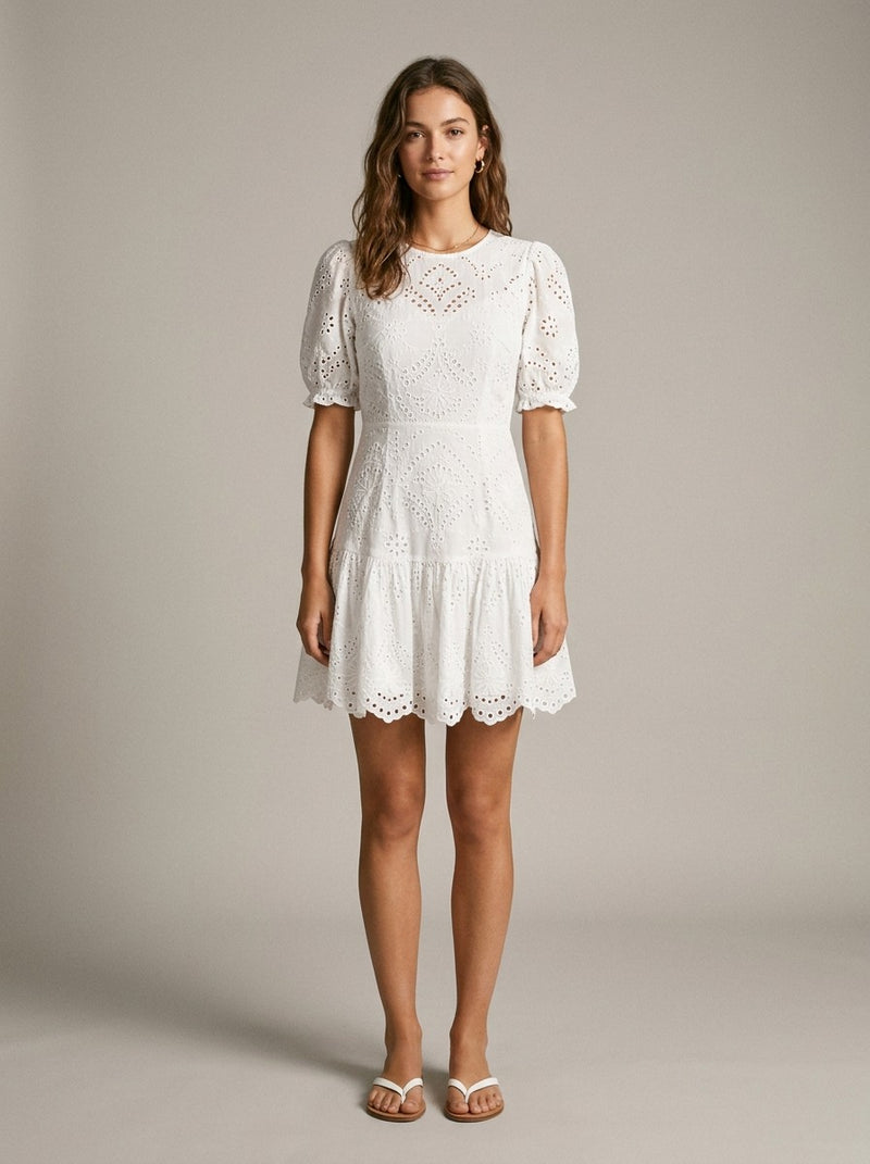 White Broderie Mini Dress