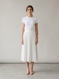 White Pleated Midi Skirt